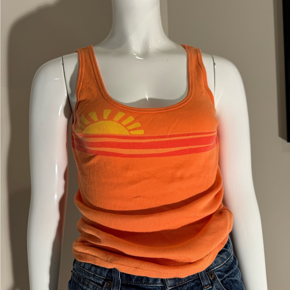 GAP Orange Fitted Sleeveless Tank Top